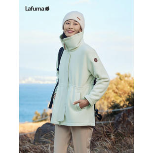 LAFUMA乐飞叶户外秋冬中长款 休闲外套 立领抓绒衣女士加厚宽松时尚