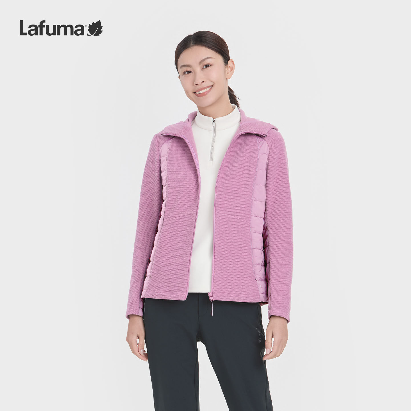 乐飞叶女士连帽针织拼接外套