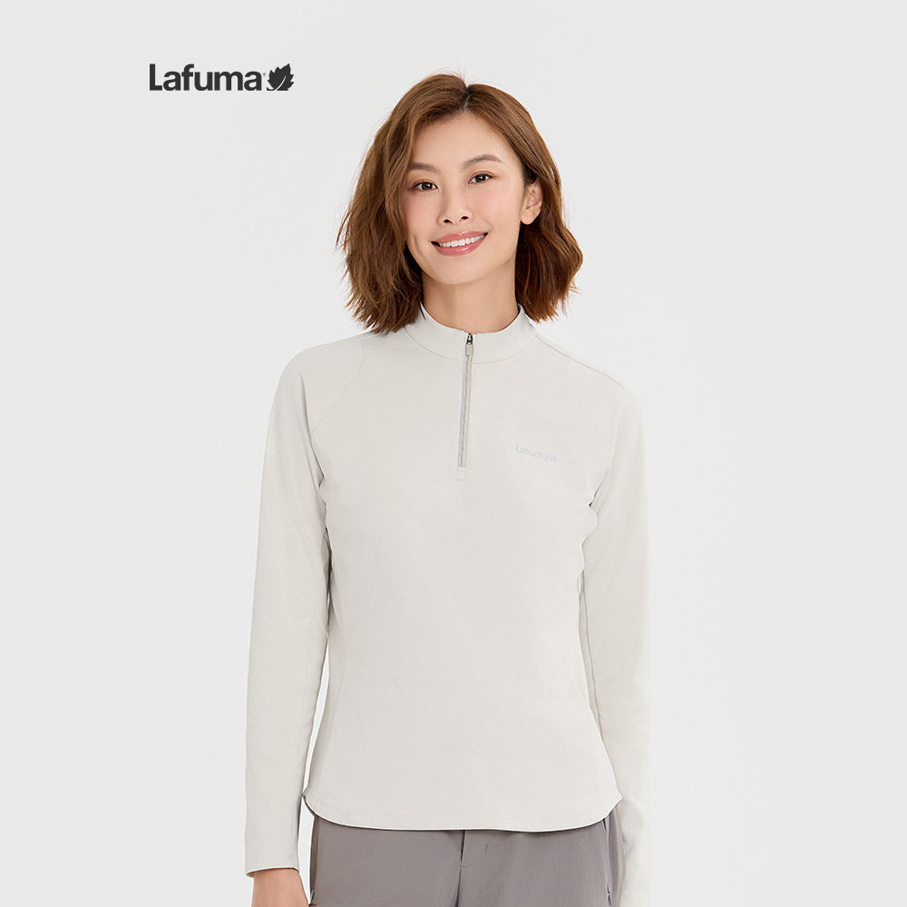 LAFUMA乐飞叶户外春季新款吸湿速干长袖T恤女士半拉链防晒打底衫