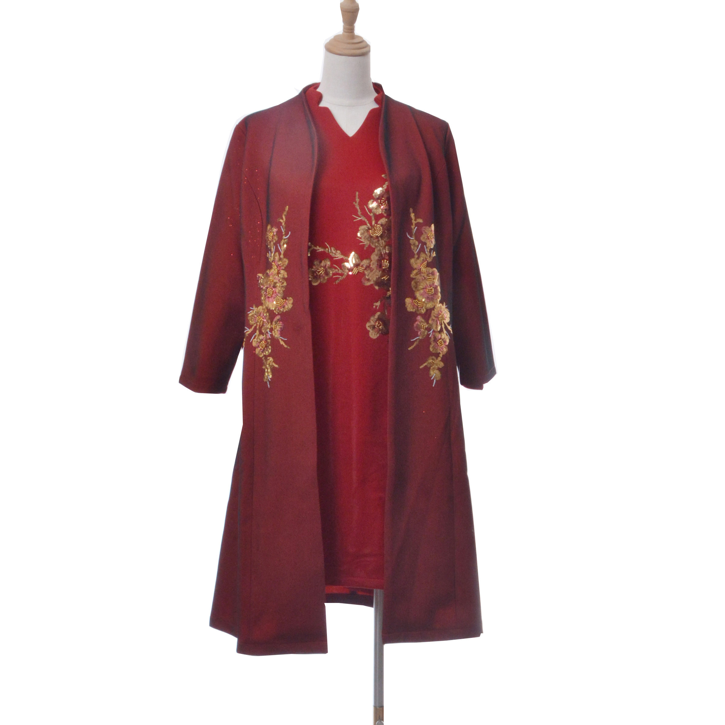 轻奢高级感妈妈婚宴旗袍礼服红色图片