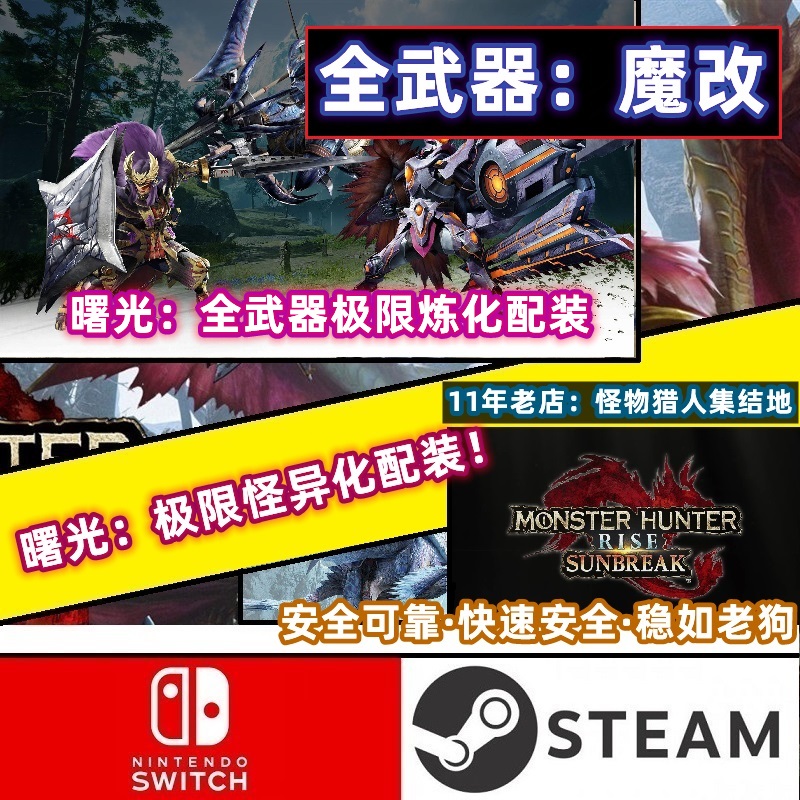 NS/Switch怪物猎人曙光Rise存档修改怪异化 魔改炼化配装：全武器 电玩/配件/游戏/攻略 其他游戏软件平台 原图主图