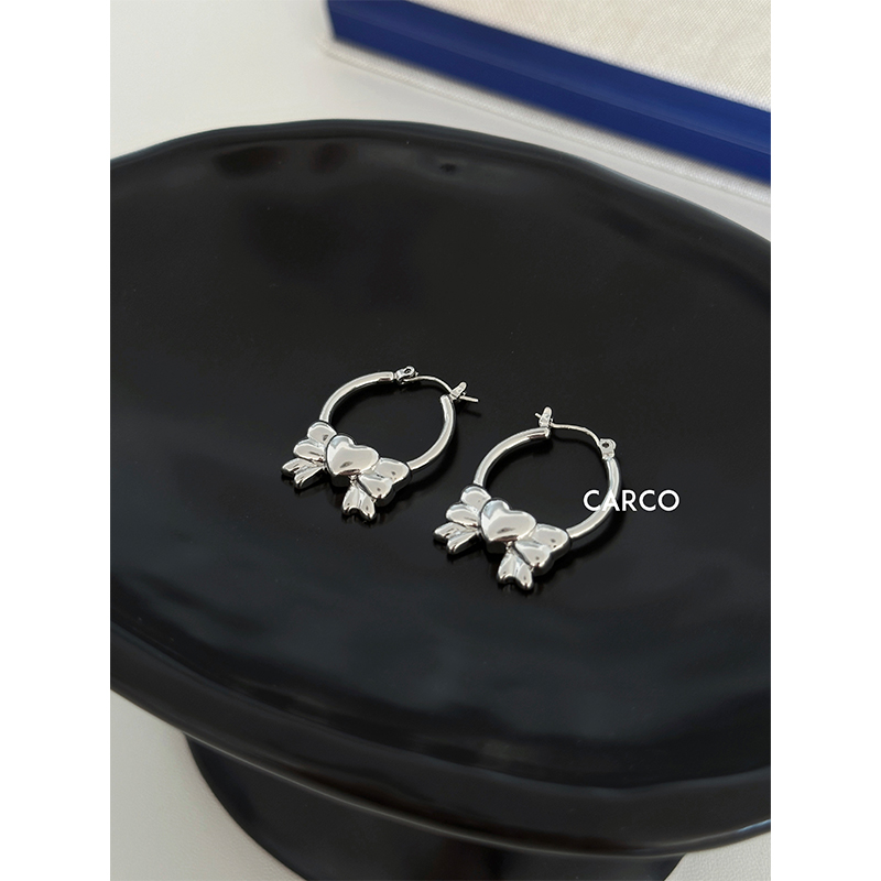 爱心蝴蝶结圈圈耳环小众设计