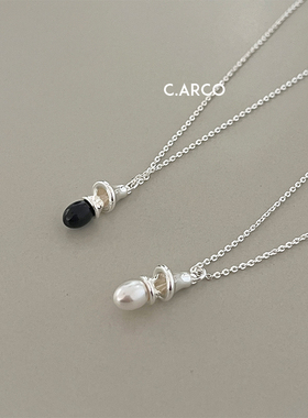 简约小众设计珍珠铃铛银色项链女ins博主fever同款黑色风铃锁骨链