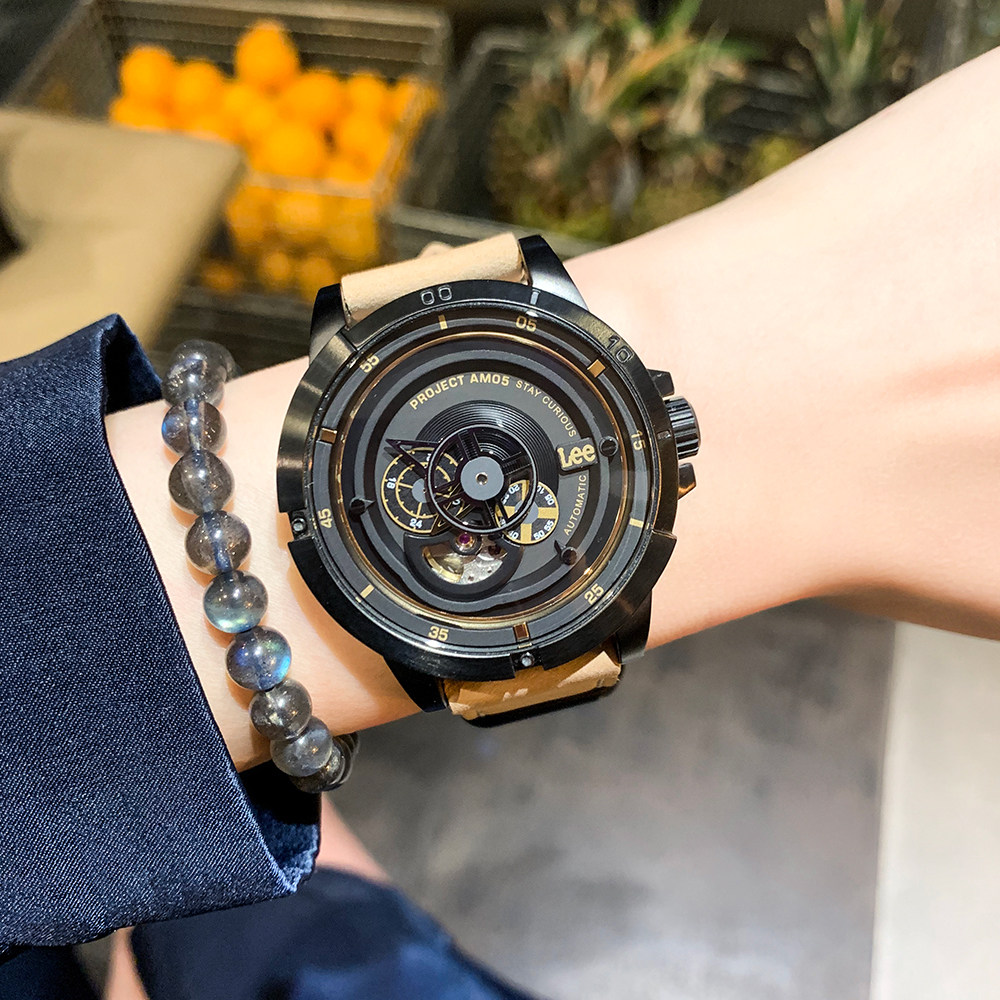 正品lee手表女机械表全自动镂空陀飞轮霸气女士品牌防水皮带潮流