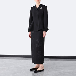 大齐 只售精品优雅立裁高密精纺羊毛修身西服 贴布绣花高腰西装半身裙 气质套装