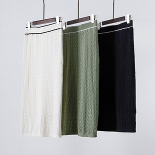 真丝羊毛修身 实穿 针织半身裙 三季 精细绞花