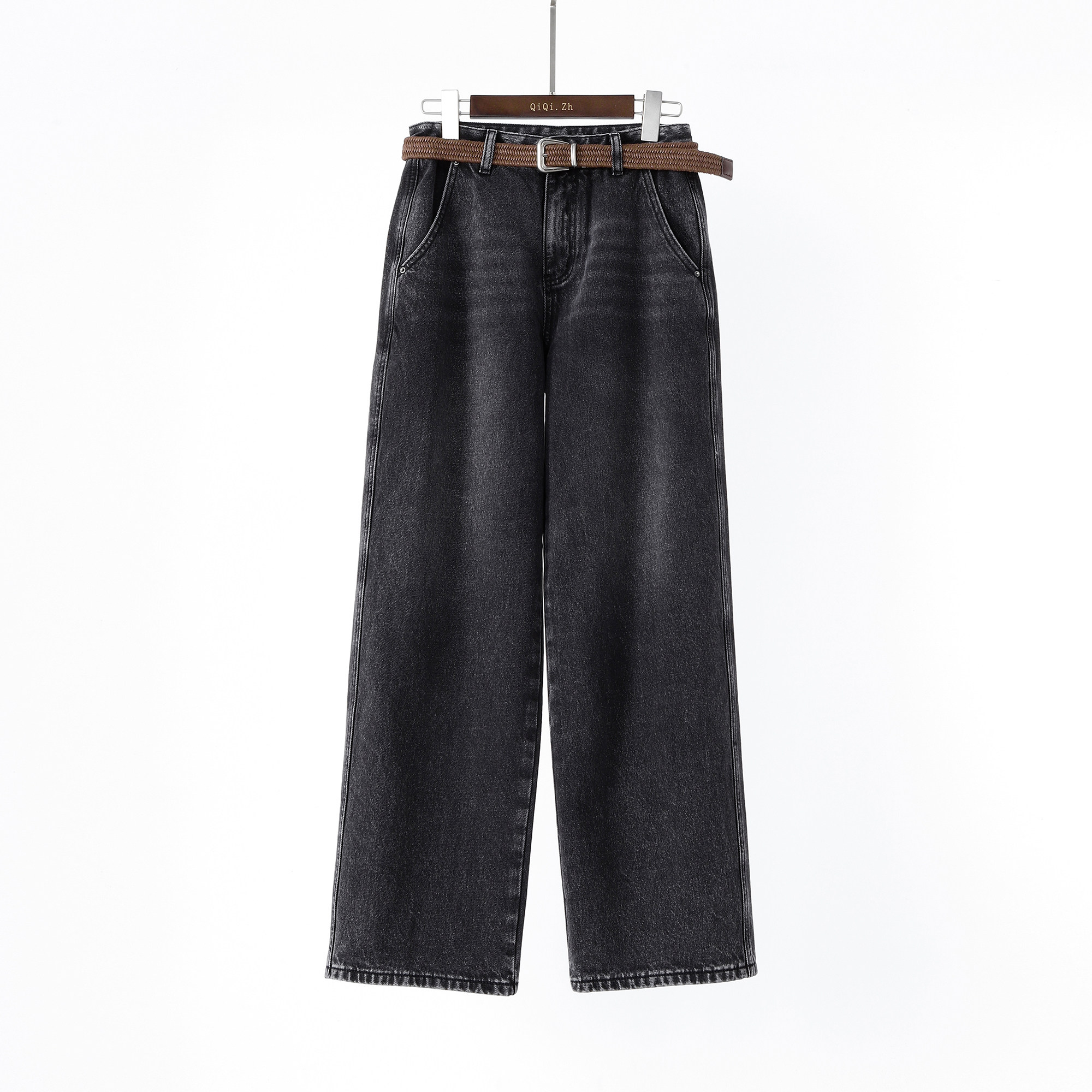 实穿耐看型 复古水洗高腰加绒直筒牛仔裤 宽松显瘦百搭直筒阔腿裤,女装/女士精品,大码裤装,淘宝优惠券,粉丝福利购,淘宝优惠卷