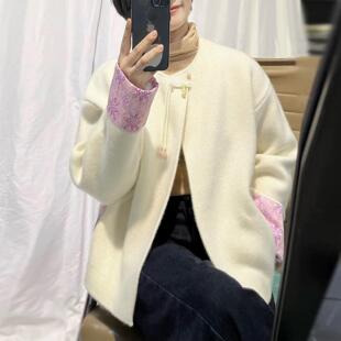 双织加密 温婉轻国风加厚重磅针织山羊绒开衫毛衣 外套