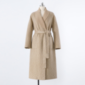 质感标杆 定织剪花山羊绒双面手缝青果领系带收腰手工双面尼大衣