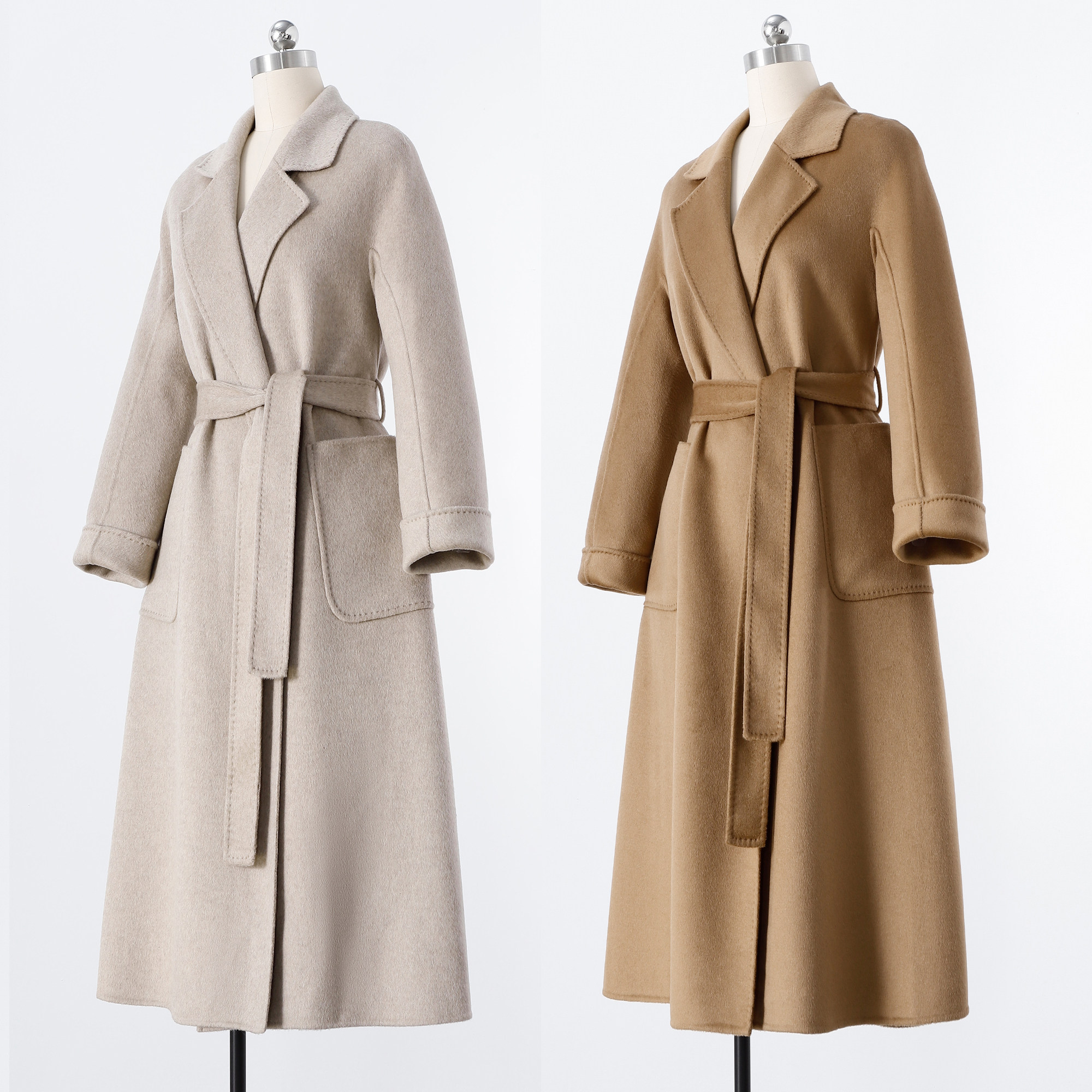 手工明线双面手工缝制山羊绒大衣女系带收腰浴袍款毛呢外套,女装/女士精品,羊绒大衣,淘宝优惠券,粉丝福利购,淘宝优惠卷