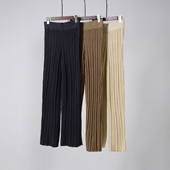 长裤 和同面料上衣配 加厚鼎奢真丝羊绒精纺纱线针织休闲阔腿裤 子