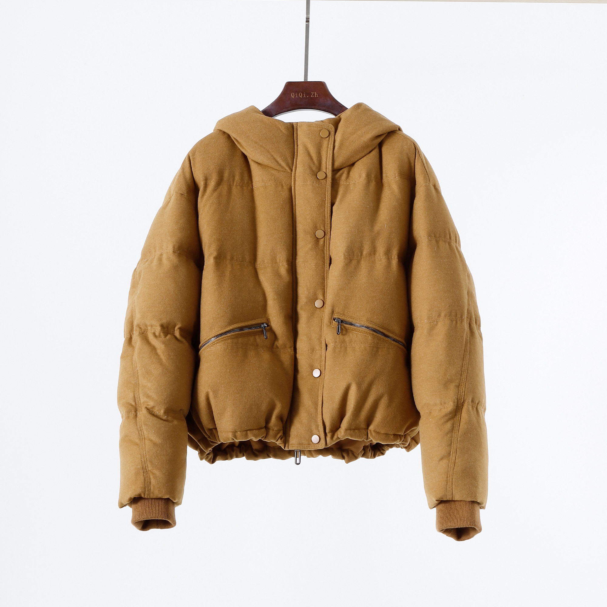 连帽白鸭绒磁吸扣羽绒服女冬季保暖加厚宽松面包服棕色短款外套,女装/女士精品,羽绒服,淘宝优惠券,粉丝福利购,淘宝优惠卷