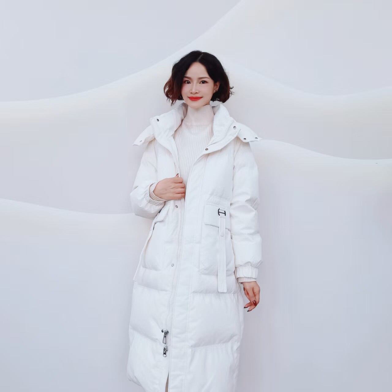 Y072 冬款保暖时尚休闲百搭中长款羽 绒服