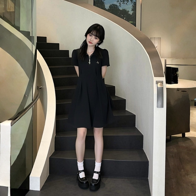 1129 夏季新款时尚休闲收腰显瘦短袖连衣裙JR