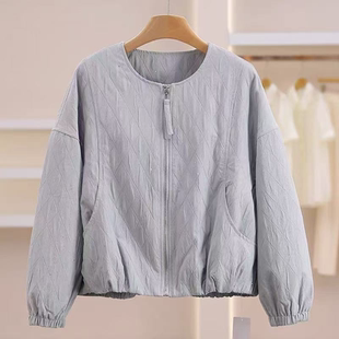 拉链短款 W956 休闲宽松撒银落肩长袖 时尚 外套JR 春秋款