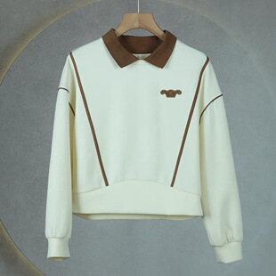 简约假两件卫衣 休闲减龄撞色短款 3606 新款