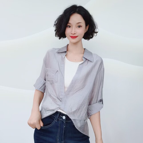 Q233  新款长袖显高显瘦气质百搭知性休闲风两件套小衫