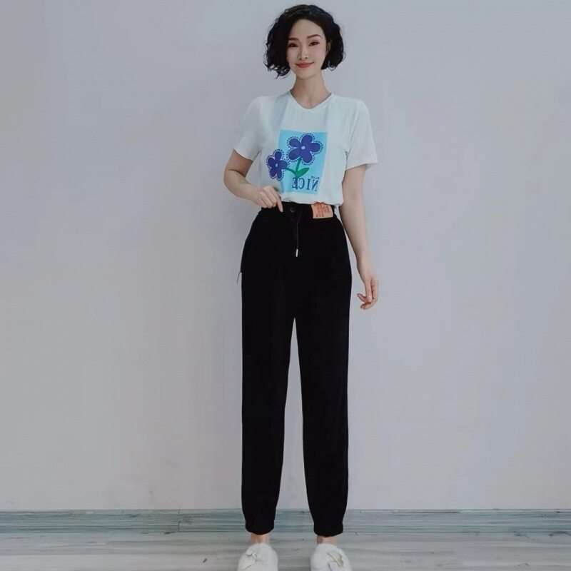 K352 春季新款休闲时尚简约显瘦百搭束脚裤