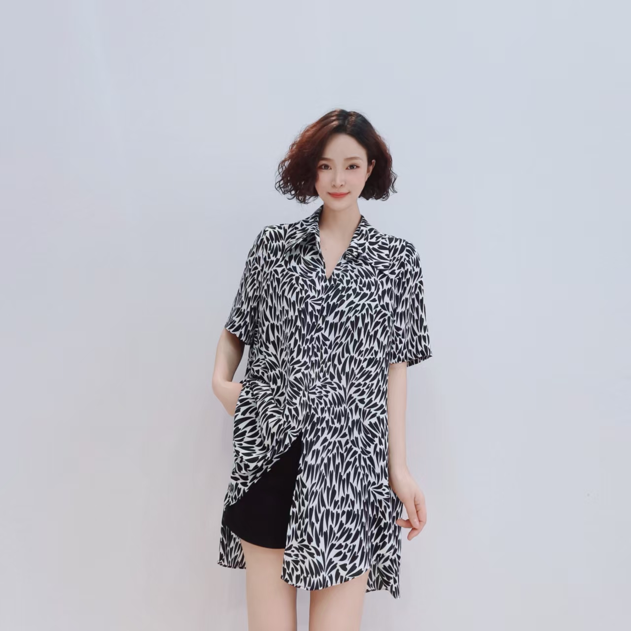 X076 新款宽松休闲清凉舒适轻薄垂感小衫JR