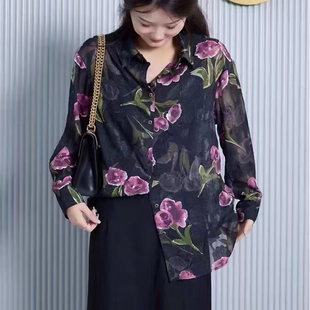 衬衫 X579 翻领长袖 气质洋气复古港风薄款 春款