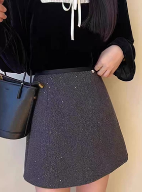 D280 秋款韩系精致闪闪洋气气质百搭显瘦A字裙