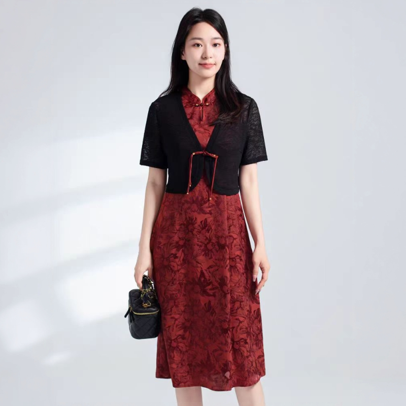 T066春夏新款时尚国风新中式优雅气质旗袍裙两件套套裙,女装/女士精品,时尚套装,淘宝优惠券,粉丝福利购,淘宝优惠卷