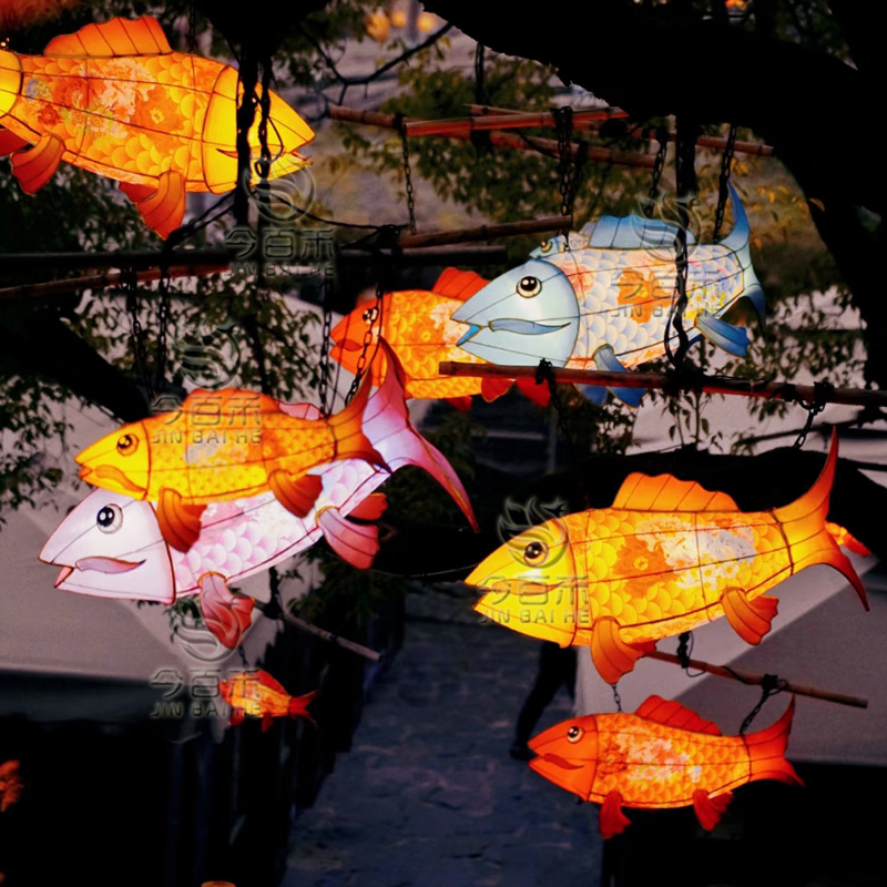鲤鱼灯笼非遗手工锦鲤花灯元宵节鱼形装饰古镇发光长廊挂件亮化