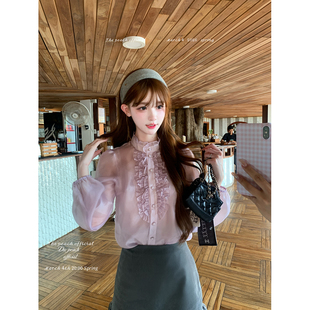 木耳边短裙套装 thepeachofficial 衬衫 褶皱设计泡泡袖 卢森堡市