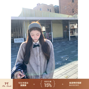 thepeachofficial【萨尔茨堡千金】灰色复古环保兔毛皮草外套上衣