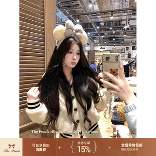 thepeachofficial【魔女见习生】复古连帽羊毛棒球服外套半身裙女