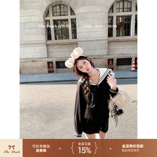 thepeachofficial【航行秋日】海军领学院风黑色卫衣套装女秋外套