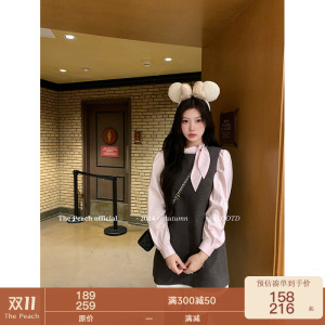 thepeachofficial【苏黎世转角】法式小香羊毛呢背心裙衬衫两件套