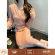 马海毛针织开衫 粉色毛衣套装 半身裙 粉黛佳人 thepeachofficial
