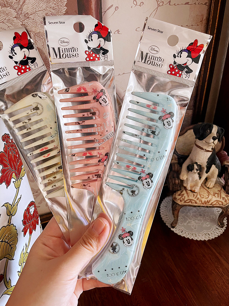 韩国进口卡通风塑料米妮大齿梳子