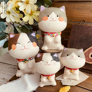 日本京都进口龙虎作正品手工和纸多福猫招福猫日本制日式可爱礼物