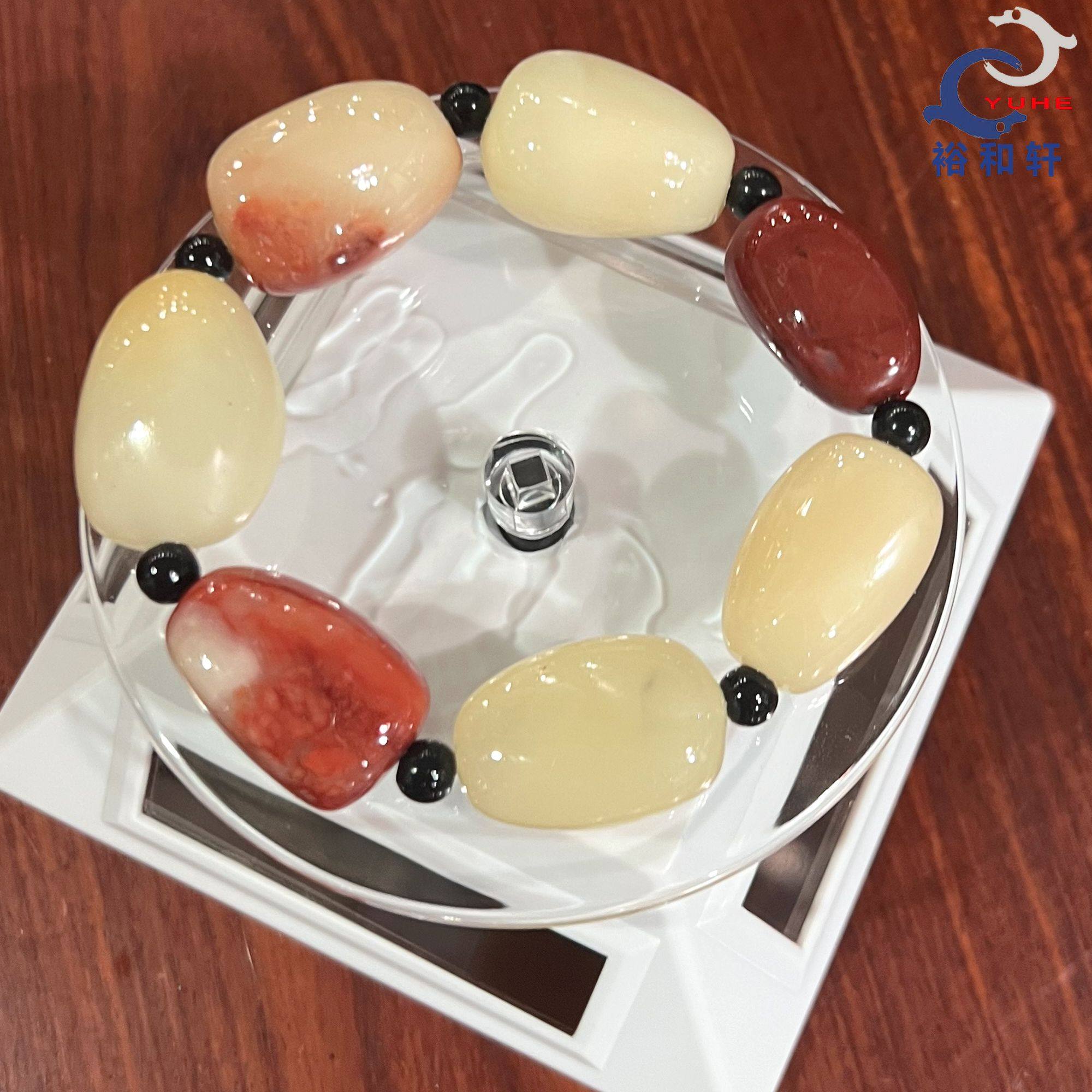 寿山石原石手串天然珍品芙蓉冻石手工雕如意圆满手串多宝 裕和轩