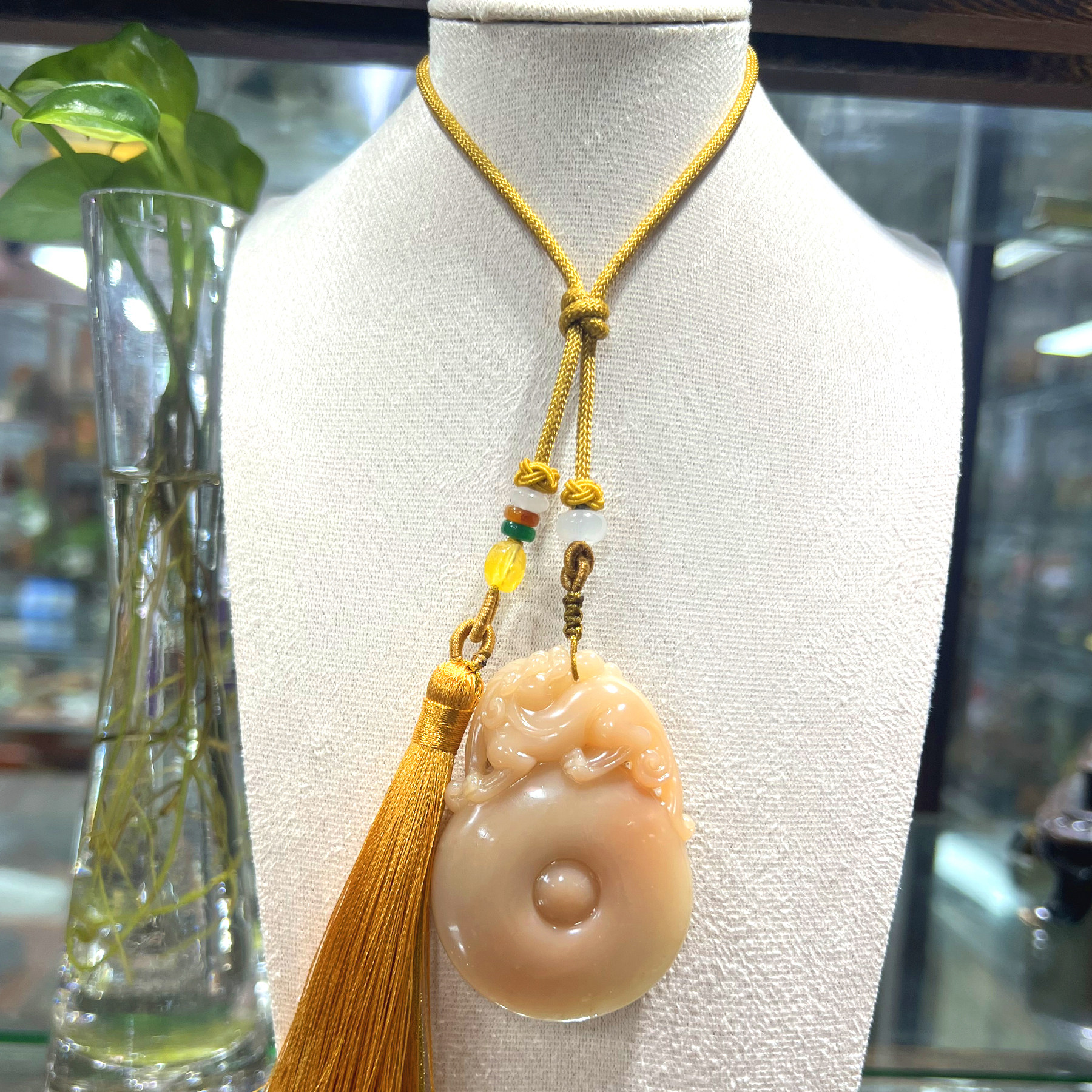 寿山石手件善伯石 如意貔貅平安扣吊坠挂件手牌 名车豪车挂裕和轩