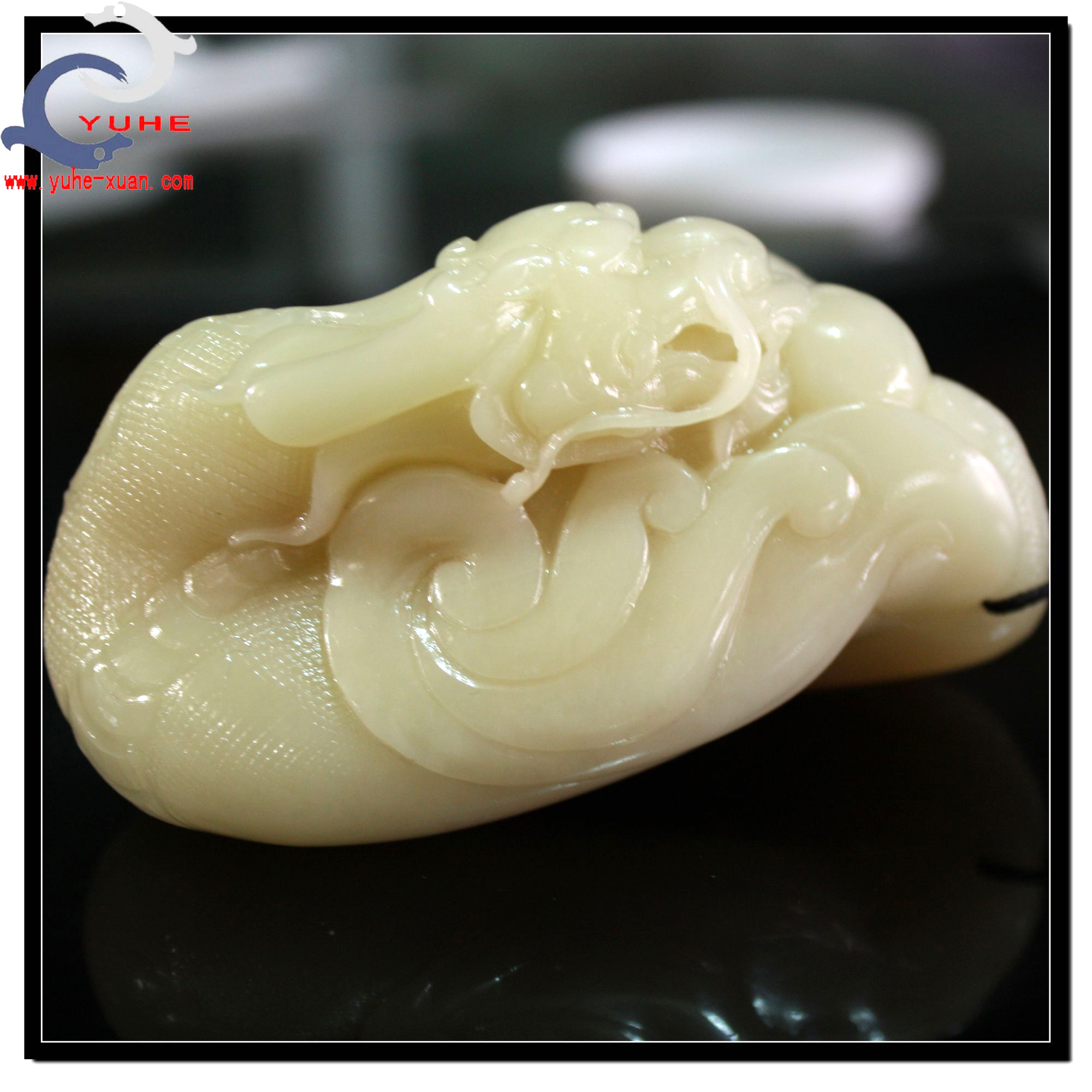 【裕和轩】寿山石手件 国石真品 芙蓉冻石 鳌龙精品手把件A8-2