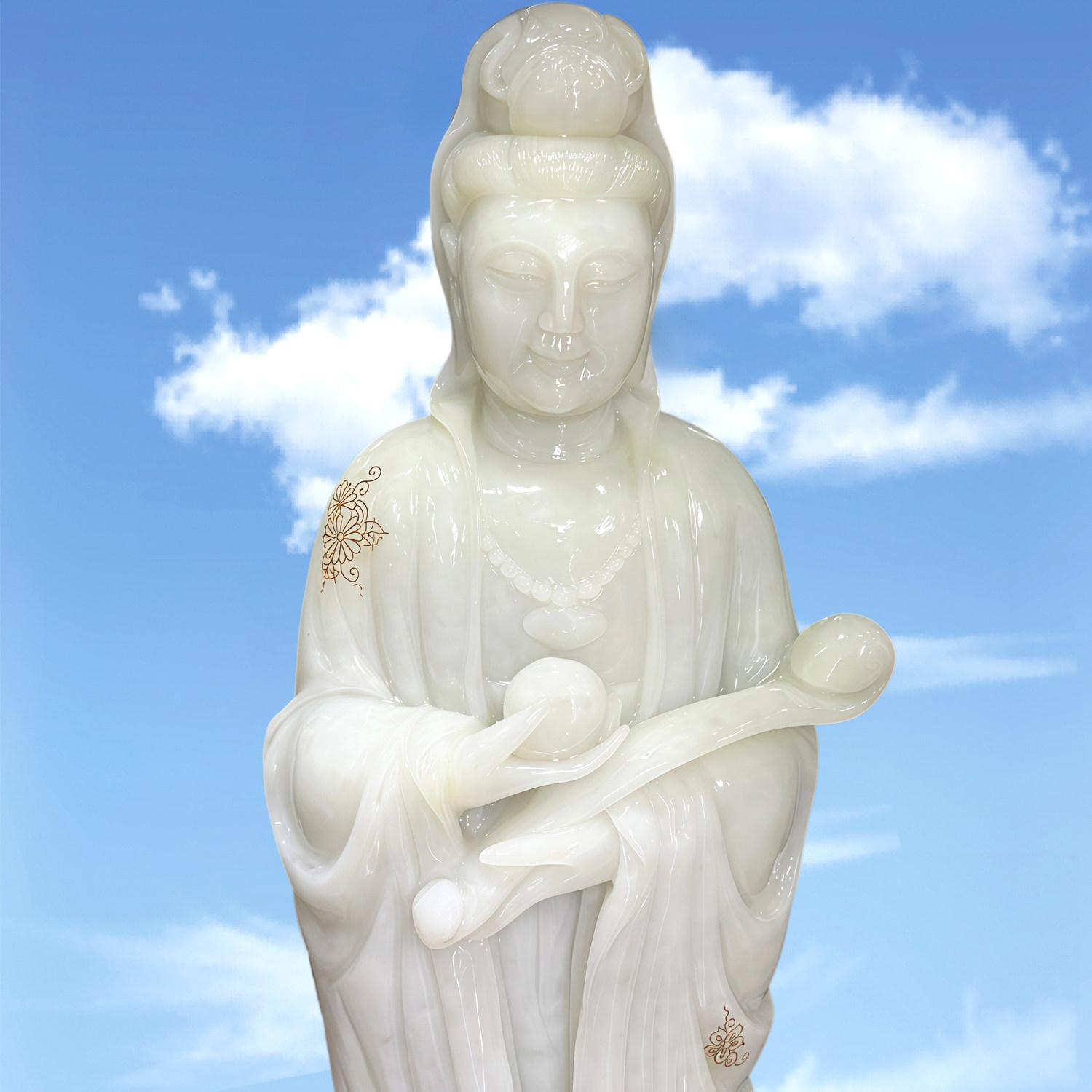 丹东石大摆件 福在眼前 观音佛像摆件 家装别墅摆件商务礼 裕和轩