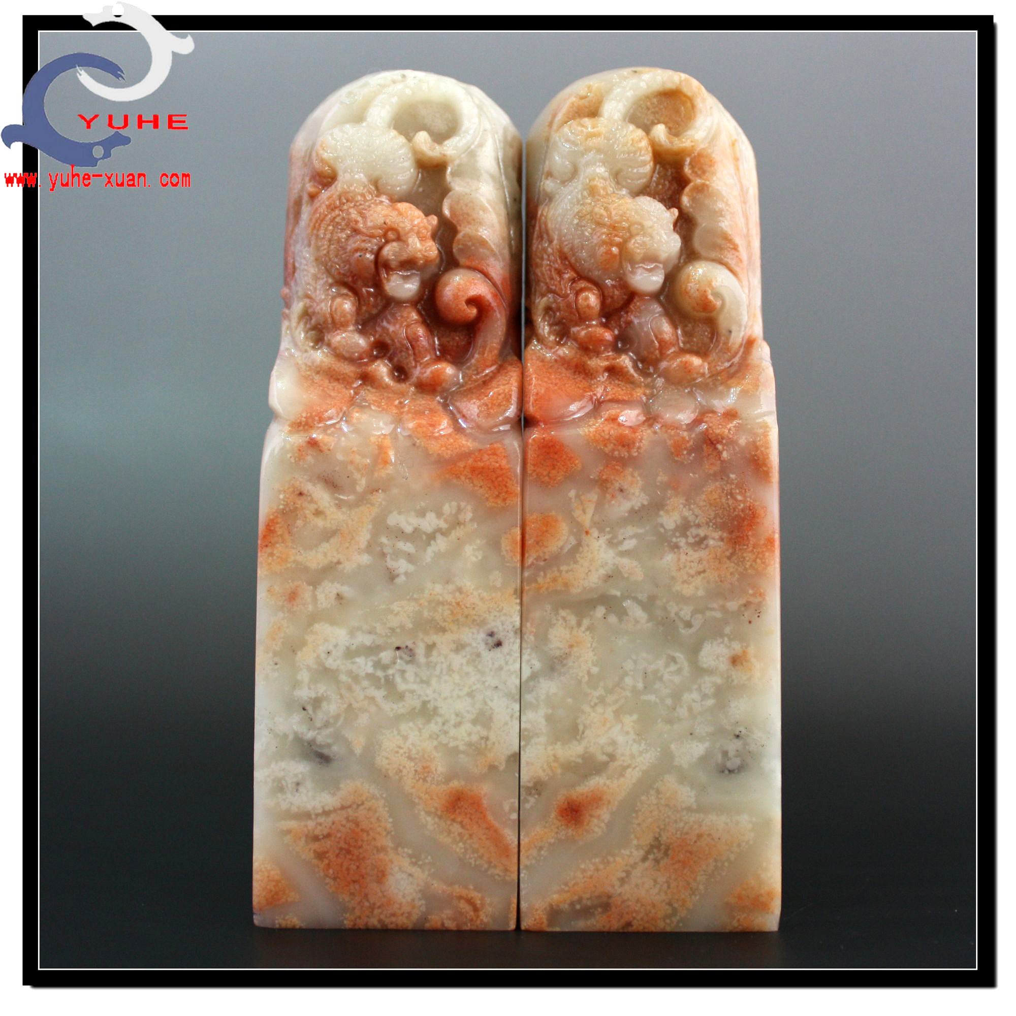 寿山石雕印章 金石篆刻 芙蓉石 王者 老虎对章书法章 裕和轩 B7-4