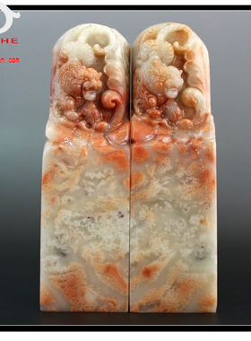 寿山石雕印章 金石篆刻 芙蓉石 王者 老虎对章书法章 裕和轩 B7-4