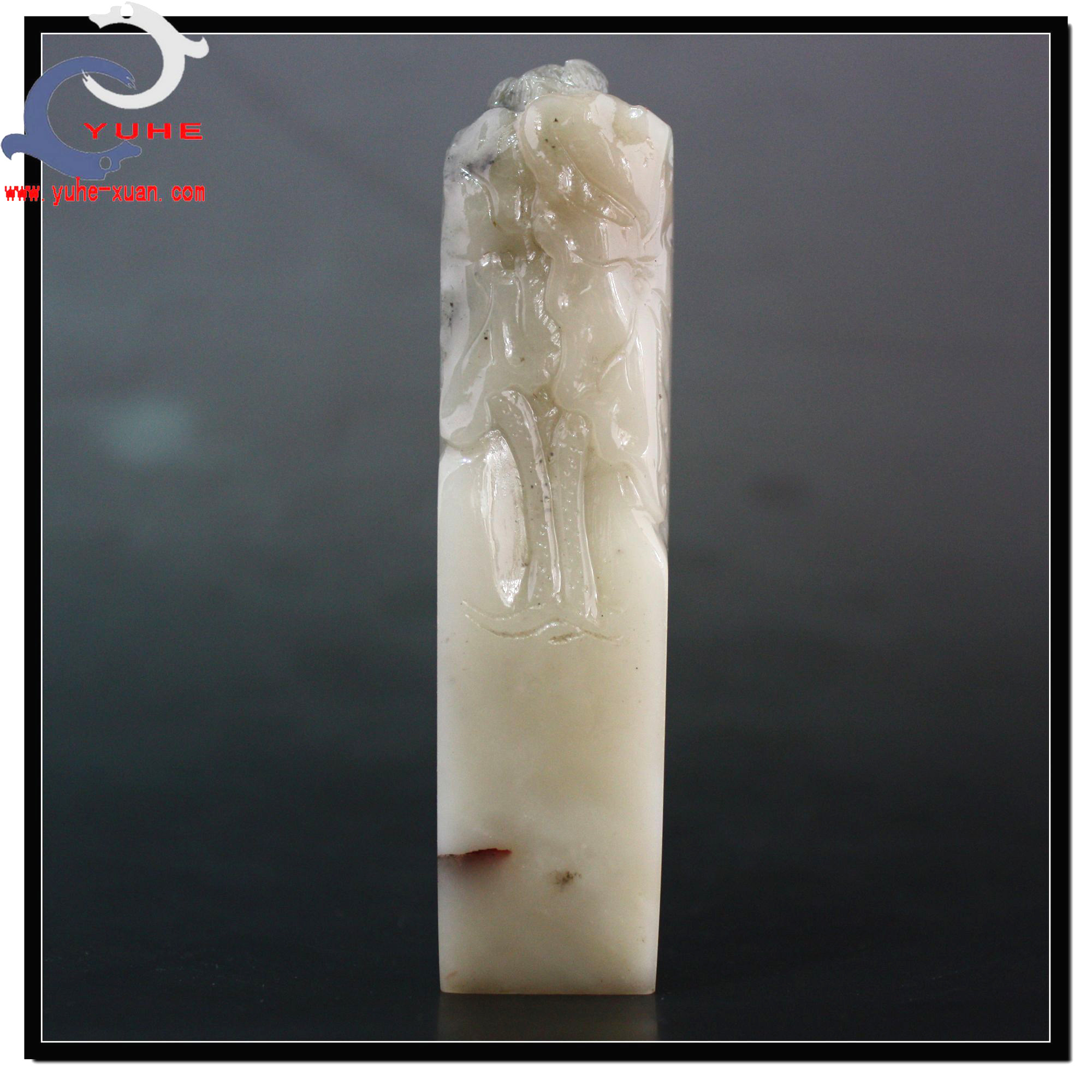 寿山石印章 国石真品 芙蓉冻石 荷花印钮章书法章【裕和轩】E6-3