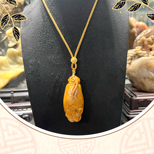 寿山石蝙蝠挂件国石真品牛蛋田黄石福在眼前佛手吊坠礼品裕和轩