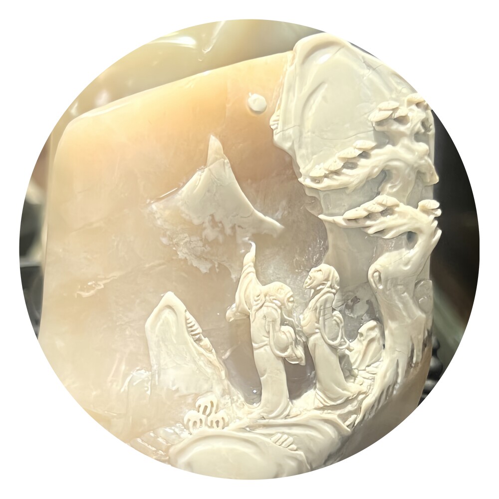 寿山石雕摆件国石真品杜陵石松山会友精品摆件高端商务礼 裕和轩