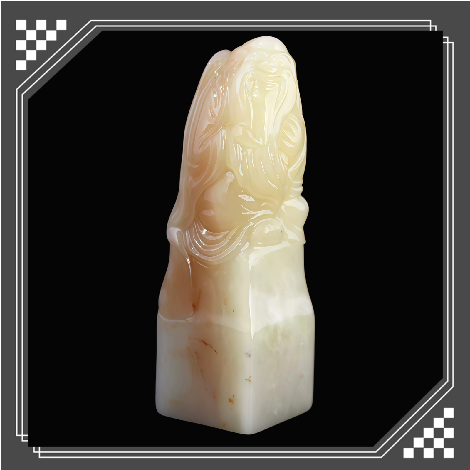 寿山石印章珍品 芙蓉冻石 精美寿星印钮章 书法名章【裕和轩】B7