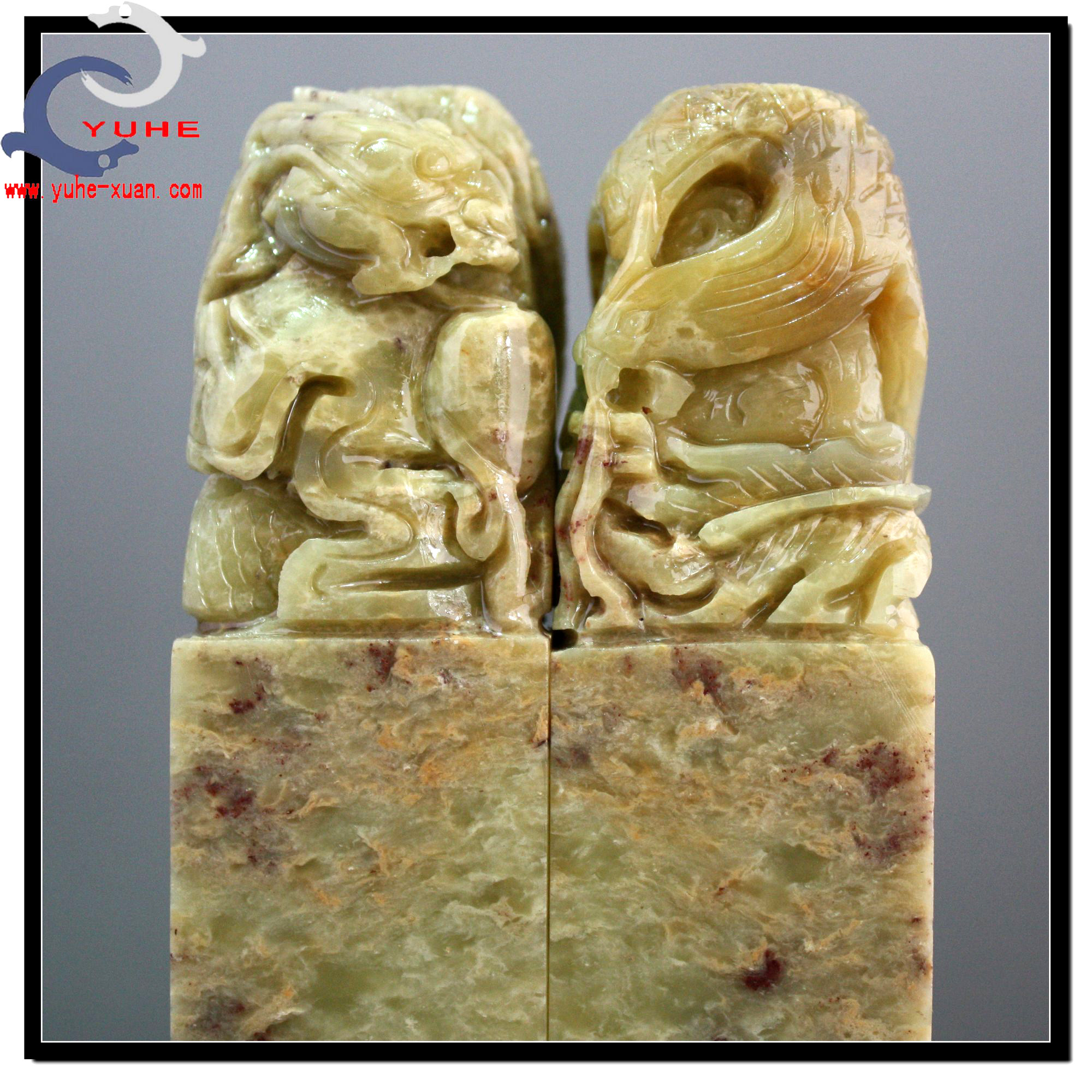 寿山石印章 金石篆刻老岭石 精美龙凤对章套章名章【裕和轩】F6-9