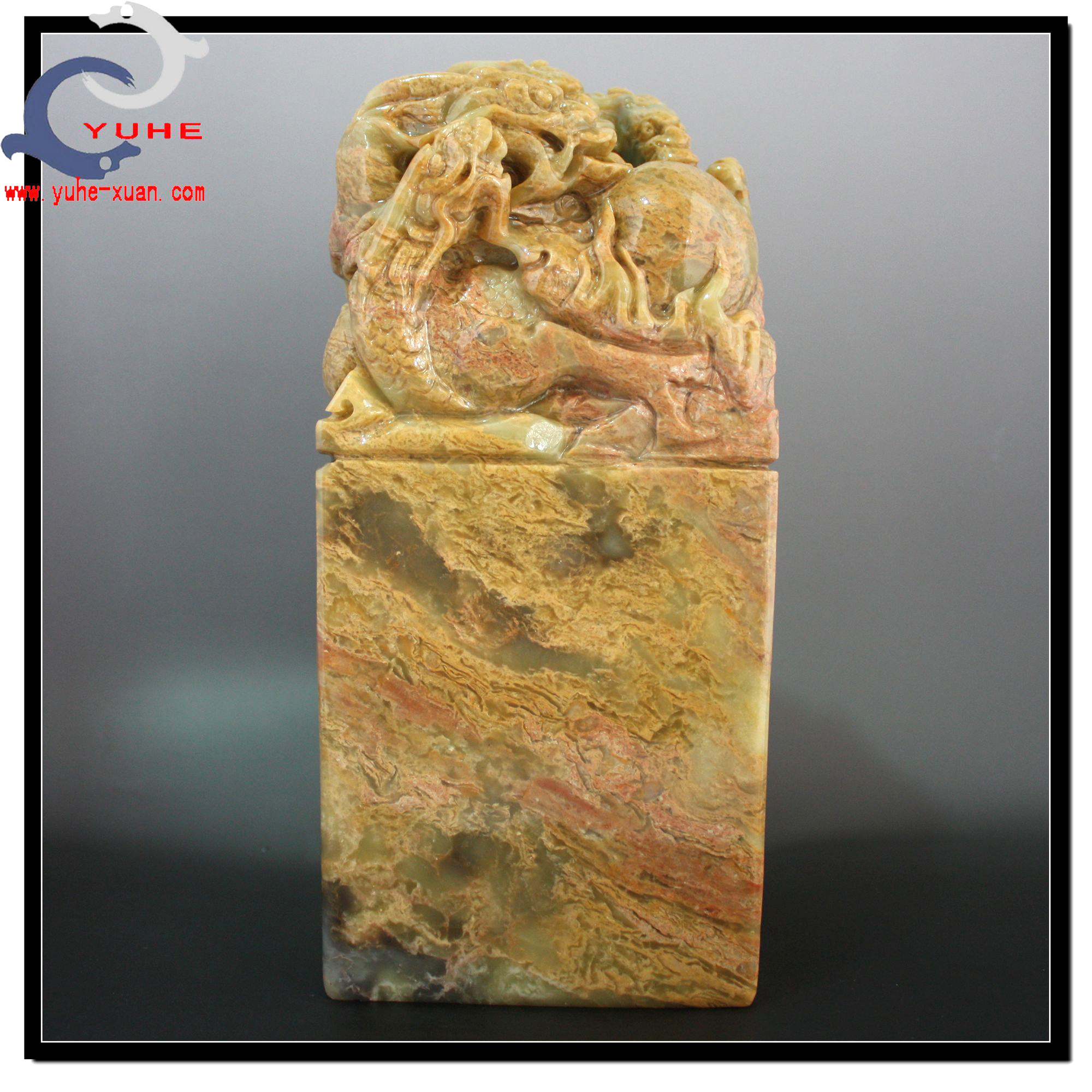 寿山石印章 金石篆刻 老岭石 至尊龙戏珠大印章 玉玺【裕和轩】F7