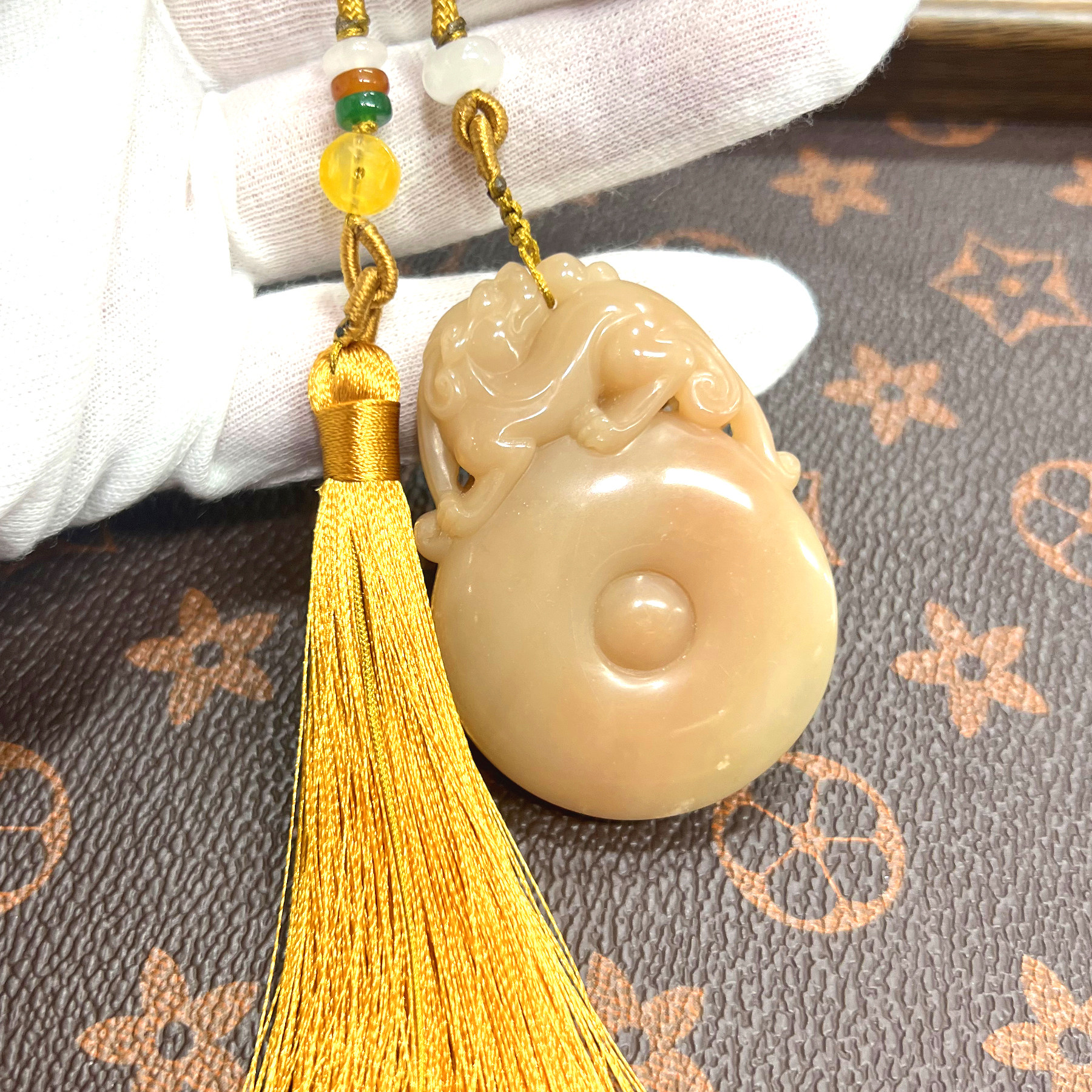 寿山石手件 金石篆刻善伯石 如意貔貅平安扣吊坠挂件手牌 裕和轩