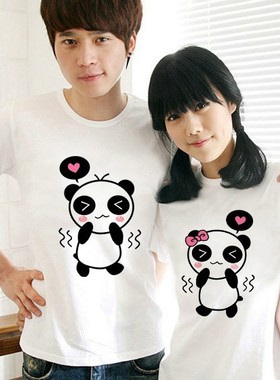 国潮学生bf初夏T恤心机卡通小熊猫扭屁股趣味猫熊短袖衣服情侣装