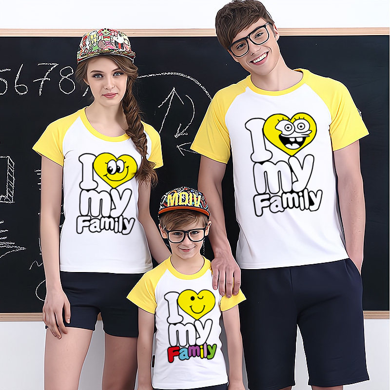 海边度假亲子装2024新款母女母子夏装一家三四口大码胖MM短袖t恤